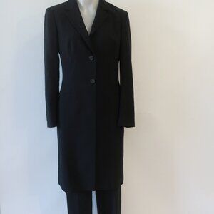 Womens Vestimenta Black Pinstriped Long Blazer/Pants Suit 42